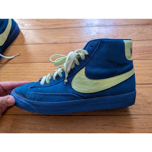 NIKE Vintage Blazer High Top Sneakers Navy Yellow Men's 10.5 Classic Retro - Picture 2 of 11